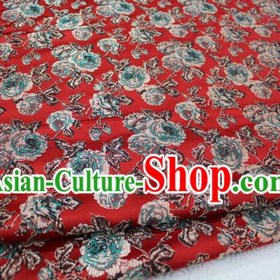 Chinese Traditional Ancient Costume Royal Palace Peony Pattern Tang Suit Red Brocade Cheongsam Satin Fabric Hanfu Material