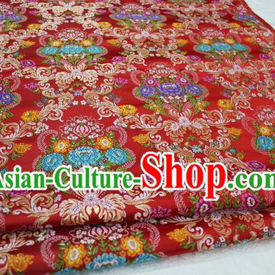 Chinese Traditional Ancient Costume Royal Palace Pattern Tang Suit Wedding Dress Red Brocade Cheongsam Satin Fabric Hanfu Material