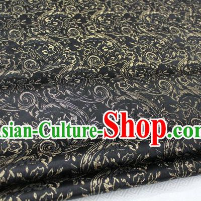 Chinese Traditional Ancient Costume Royal Palace Tang Suit Black Brocade Mongolian Robe Satin Fabric Hanfu Material