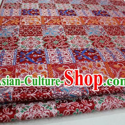 Chinese Traditional Ancient Costume Royal Palace Flowers Pattern Tang Suit Red Brocade Cheongsam Satin Fabric Hanfu Material