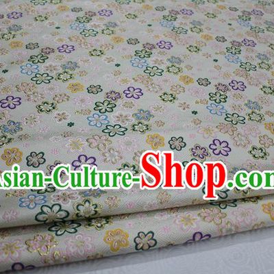 Chinese Traditional Ancient Costume Royal Palace Flowers Pattern Tang Suit White Brocade Cheongsam Satin Fabric Hanfu Material