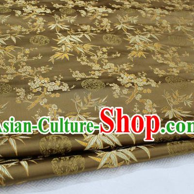 Chinese Traditional Ancient Costume Royal Palace Bamboo Pattern Tang Suit Bronze Brocade Cheongsam Satin Fabric Hanfu Material
