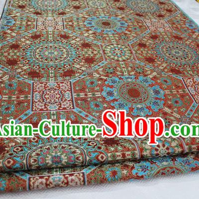 Chinese Traditional Ancient Costume Royal Palace Pattern Tang Suit Red Brocade Mongolian Robe Satin Fabric Hanfu Material