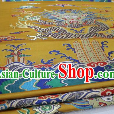 Chinese Traditional Ancient Costume Royal Palace Dragon Pattern Mongolian Robe Brocade Satin Fabric Hanfu Material