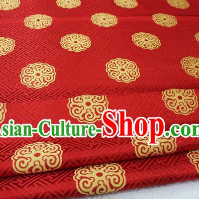 Chinese Traditional Ancient Costume Royal Palace Pattern Mongolian Robe Red Brocade Satin Fabric Hanfu Material