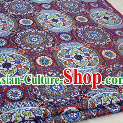 Chinese Traditional Ancient Costume Royal Palace Buddhism Pattern Mongolian Robe Red Brocade Tibetan Robe Satin Fabric Hanfu Material