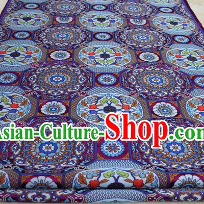 Chinese Traditional Ancient Costume Royal Palace Buddhism Pattern Mongolian Robe Purple Brocade Tibetan Robe Satin Fabric Hanfu Material