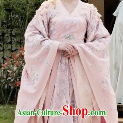 Traditional Ancient Chinese Tang Dynasty Palace Lady Imperial Concubine Embroidered Tailing Dress Costume and Headpiece Complete Set for Women