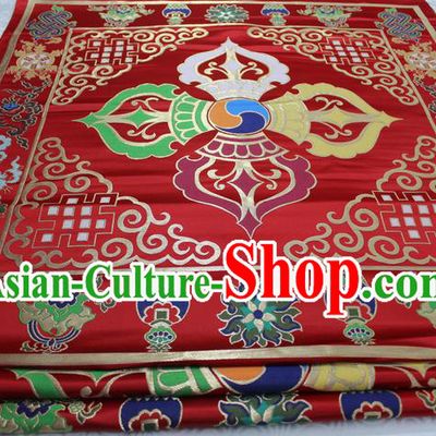 Chinese Traditional Ancient Costume Royal Palace Pattern Mongolian Robe Red Brocade Cheongsam Satin Fabric Hanfu Material