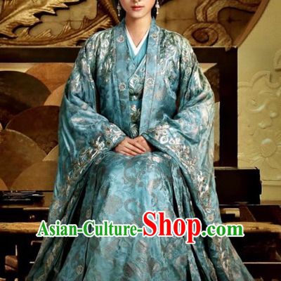 Traditional Ancient Chinese Tang Dynasty Palace Senior Concubine Embroidered Dress Costume and Headpiece Complete Set for Women