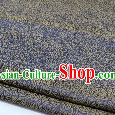 Chinese Traditional Clothing Mongolian Robe Tang Suit Blue Brocade Ancient Costume Palace Flowers Pattern Satin Fabric Hanfu Material