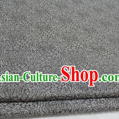 Chinese Traditional Clothing Mongolian Robe Tang Suit Grey Brocade Ancient Costume Palace Flowers Pattern Satin Fabric Hanfu Material