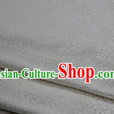 Chinese Traditional Clothing Mongolian Robe Tang Suit White Brocade Ancient Costume Palace Flowers Pattern Satin Fabric Hanfu Material