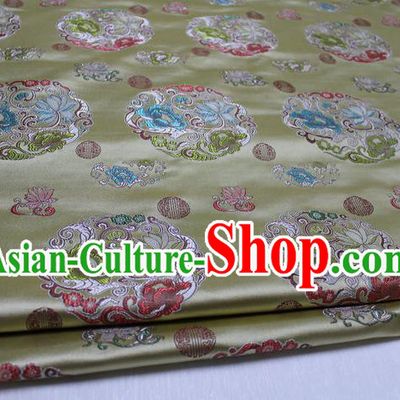 Chinese Traditional Clothing Palace Lotus Pattern Mongolian Robe Tang Suit Yellow Brocade Ancient Costume Satin Fabric Hanfu Material