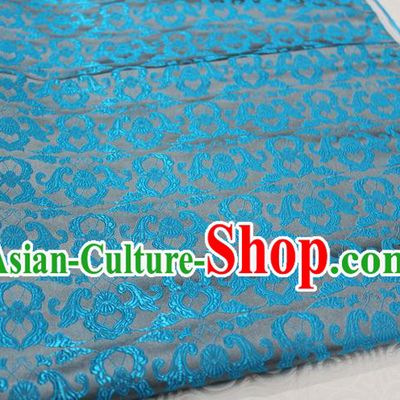 Chinese Traditional Clothing Palace Pattern Tang Suit Blue Brocade Ancient Costume Satin Fabric Hanfu Material