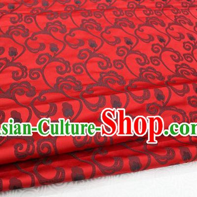 Chinese Traditional Clothing Palace Pattern Tang Suit Cheongsam Red Brocade Ancient Costume Satin Fabric Hanfu Material