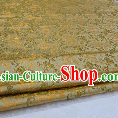 Chinese Traditional Wedding Clothing Cheongsam Golden Brocade Ancient Costume Palace Dragons Pattern Satin Fabric Hanfu Material