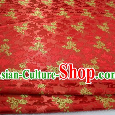 Chinese Traditional Wedding Clothing Palace Pattern Tang Suit Cheongsam Red Brocade Ancient Costume Satin Fabric Hanfu Material