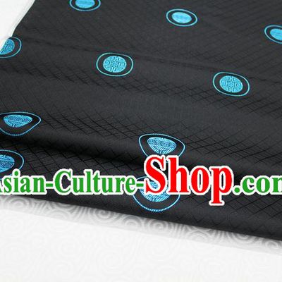 Chinese Traditional Mongolian Robe Clothing Palace Pattern Tang Suit Black Brocade Ancient Costume Satin Fabric Hanfu Material