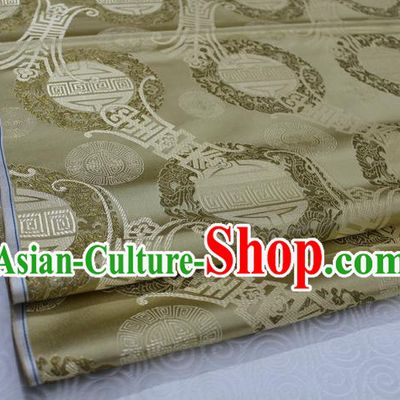 Chinese Traditional Mongolian Robe Clothing Palace Pattern Tang Suit Yellow Brocade Ancient Costume Satin Fabric Hanfu Material