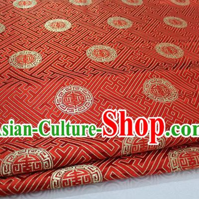 Chinese Traditional Mongolian Robe Clothing Palace Longevity Pattern Tang Suit Red Brocade Ancient Costume Satin Fabric Hanfu Material