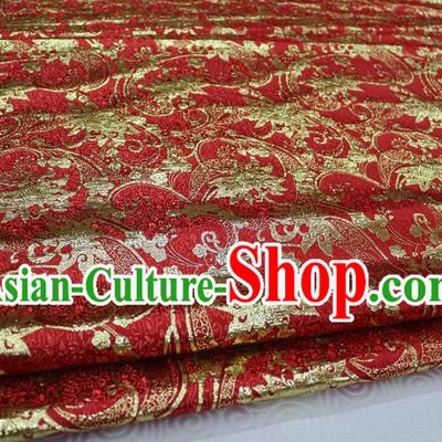Chinese Traditional Wedding Clothing Palace Pattern Tang Suit Xiuhe Suit Red Brocade Ancient Costume Satin Fabric Hanfu Material