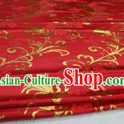 Chinese Traditional Wedding Clothing Palace Pattern Xiuhe Suit Red Brocade Ancient Costume Satin Fabric Hanfu Material