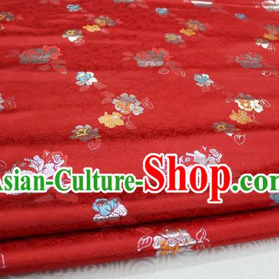 Chinese Traditional Wedding Clothing Palace Rose Pattern Xiuhe Suit Cheongsam Red Brocade Ancient Costume Satin Fabric Hanfu Material
