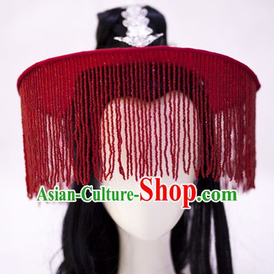 Red Chinese Ancient Tang Dynasty Swordsman Style Hat