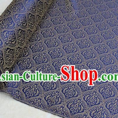 Chinese Traditional Clothing Mongolian Robe Tang Suit Blue Brocade Ancient Costume Palace Pattern Satin Fabric Hanfu Material