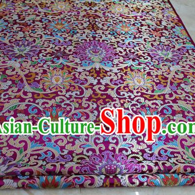 Chinese Traditional Ancient Costume Royal Palace Buddhism Lotus Pattern Mongolian Robe Wine Red Brocade Tibetan Robe Satin Fabric Hanfu Material