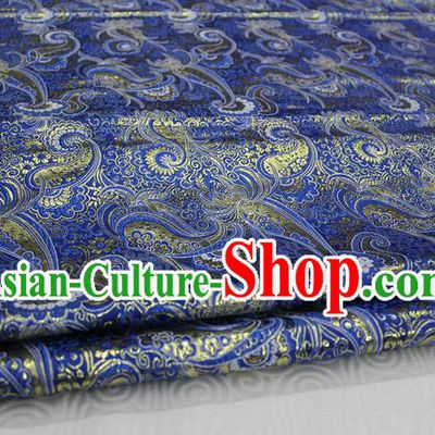 Chinese Traditional Ancient Costume Royal Palace Pattern Mongolian Robe Royalblue Brocade Cheongsam Satin Fabric Hanfu Material