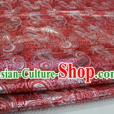 Chinese Traditional Ancient Costume Royal Palace Pattern Mongolian Robe Red Brocade Cheongsam Satin Fabric Hanfu Material
