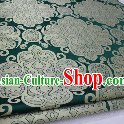 Chinese Traditional Ancient Costume Royal Palace Pattern Mongolian Robe Green Brocade Satin Fabric Hanfu Material