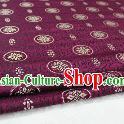 Chinese Traditional Ancient Costume Royal Palace Pattern Mongolian Robe Purple Brocade Tibetan Robe Satin Fabric Hanfu Material