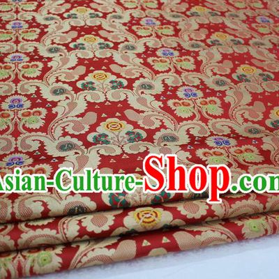 Chinese Traditional Ancient Costume Royal Palace Butterfly Pattern Wedding Dress Red Brocade Cheongsam Satin Fabric Hanfu Material