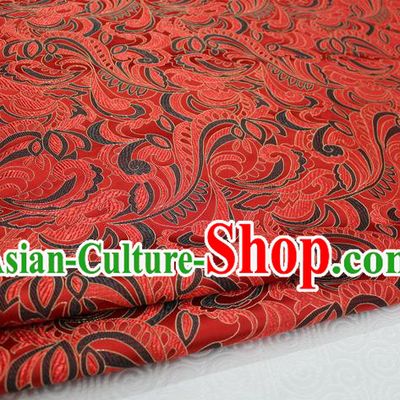 Chinese Traditional Ancient Costume Royal Palace Pattern Mongolian Robe Red Brocade Xiuhe Suit Wedding Dress Satin Fabric Hanfu Material