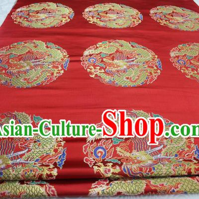 Chinese Traditional Ancient Wedding Costume Imperial Robe Yellow Brocade Palace Dragon Pattern Tang Suit Satin Fabric Hanfu Material