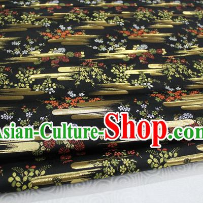 Chinese Traditional Ancient Costume Kimono Black Brocade Palace Pattern Cheongsam Satin Fabric Hanfu Material