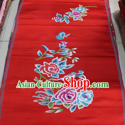 Chinese Traditional Ancient Costume Wedding Dress Cheongsam Red Brocade Palace Peony Pattern Xiuhe Suit Satin Fabric Hanfu Material