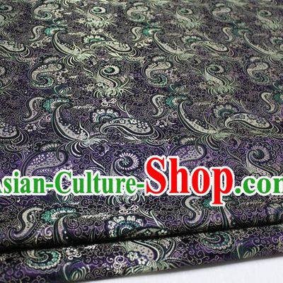 Chinese Traditional Ancient Costume Royal Palace Pipa Flower Pattern Mongolian Robe Purple Brocade Satin Fabric Hanfu Material