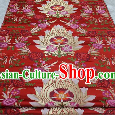 Chinese Traditional Ancient Wedding Costume Cheongsam Red Nanjing Brocade Palace Pattern Xiuhe Suit Satin Fabric Hanfu Material