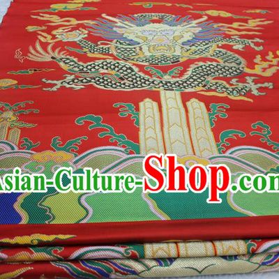 Chinese Traditional Ancient Wedding Costume Imperial Robe Red Nanjing Brocade Palace Dragon Pattern Xiuhe Suit Satin Fabric Hanfu Material