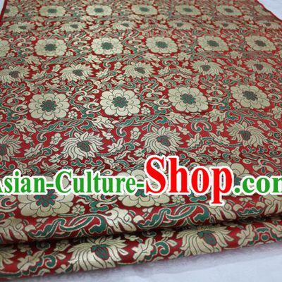 Chinese Traditional Ancient Wedding Costume Red Nanjing Brocade Palace Lotus Pattern Xiuhe Suit Satin Fabric Hanfu Material