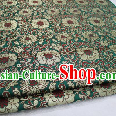 Chinese Traditional Ancient Wedding Costume Green Nanjing Brocade Palace Lotus Pattern Xiuhe Suit Satin Fabric Hanfu Material