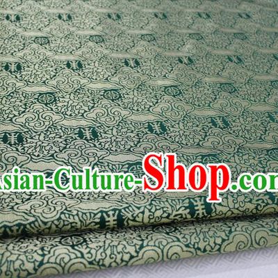 Chinese Traditional Ancient Costume Mongolian Robe Green Brocade Palace Cloud Pattern Tang Suit Satin Fabric Hanfu Material