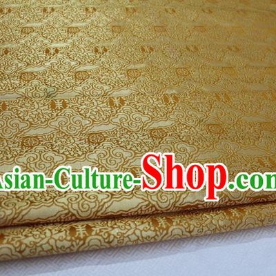 Chinese Traditional Ancient Costume Mongolian Robe Yellow Brocade Palace Cloud Pattern Tang Suit Satin Fabric Hanfu Material