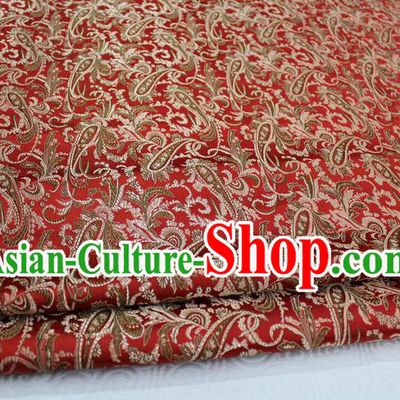 Chinese Traditional Ancient Costume Mongolian Robe Xiuhe Suit Red Brocade Palace Pattern Satin Fabric Hanfu Material