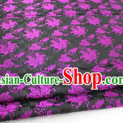 Chinese Traditional Ancient Costume Tang Suit Cheongsam Black Brocade Palace Pattern Satin Fabric Hanfu Material