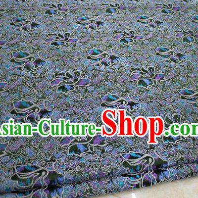Chinese Traditional Ancient Costume Wedding Cheongsam Blue Brocade Palace Pattern Tang Suit Satin Fabric Hanfu Material